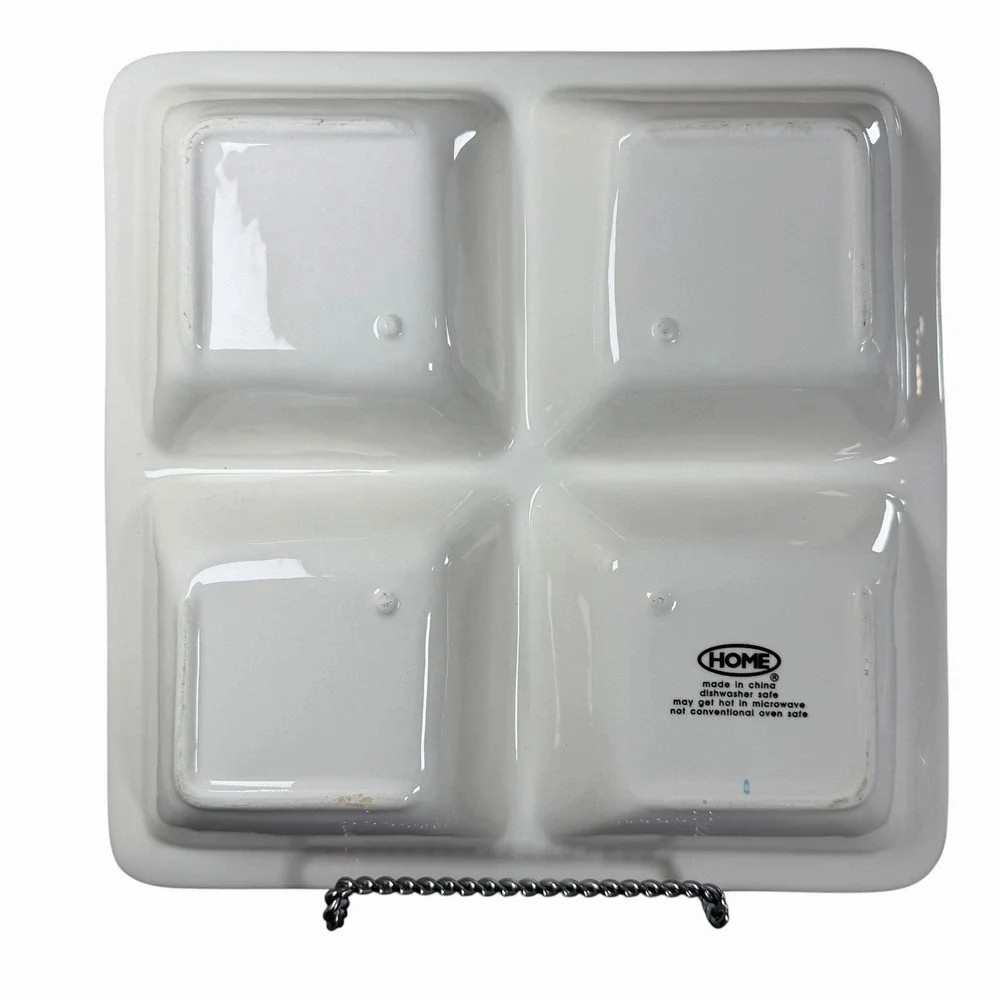 Holiday Merry Christmas Divided Party Serving Dish Snowflake‎ Winter Chip n Dip